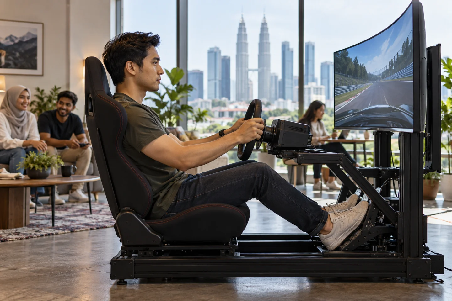 Postur duduk dengan siku dan lutut yang selesa Postur duduk dengan siku dan lutut yang selesa